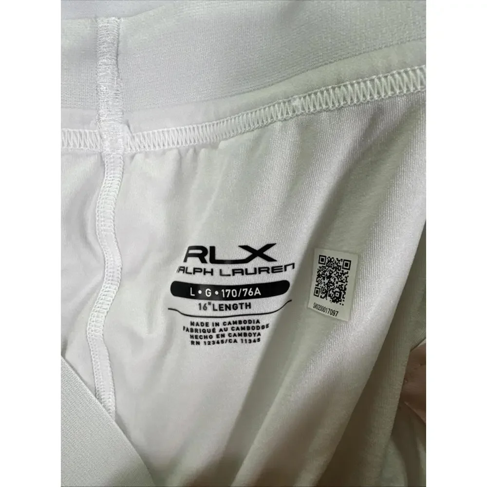 Polo Ralph Lauren White Stretch High-Waisted Pleated Skort Size L with Stain